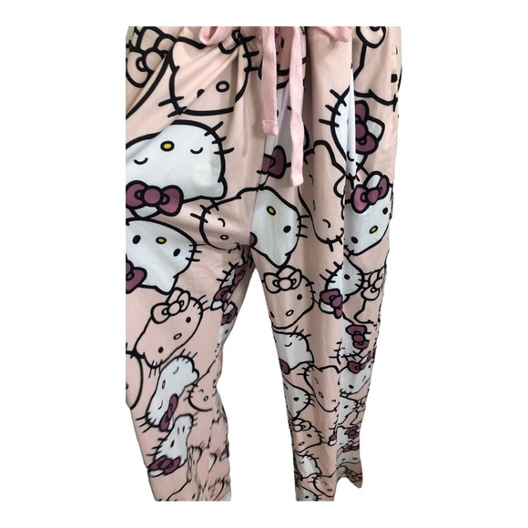 Hello Kitty pink logo drawstring waist cotton loungewear pajama pants size large - Picture 6 of 12